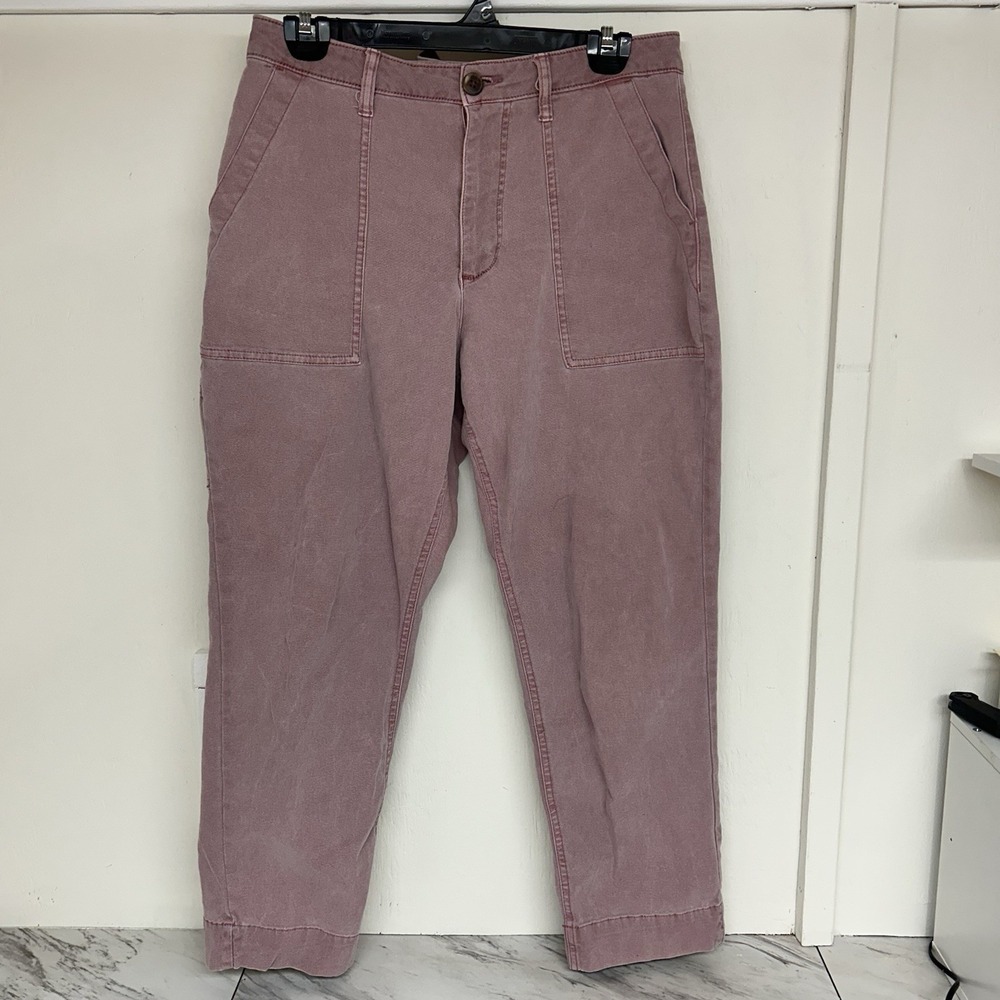 Old Navy High Rise Straight Leg Carpenter Pants Pink 6 Petite Mauve Cinch Back